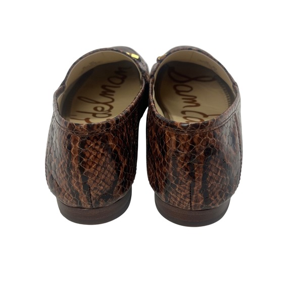 Sam Edelman Loraine Leather Gold Metal Bit Loafers Brown Snake Skin Size 8 - Picture 5 of 9
